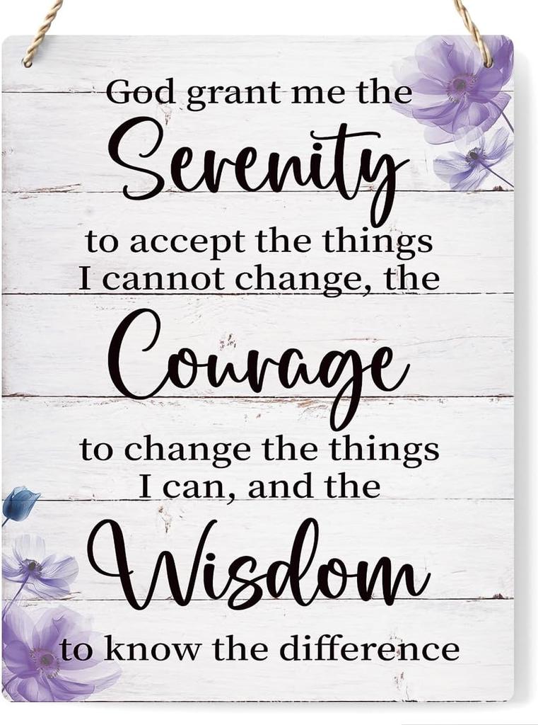 Putuo Decor Serenity Prayer Wood Decor Sign Inspirational Quotes Christian Wall Art Gift for Women Metal Sign Bathroom Sign
