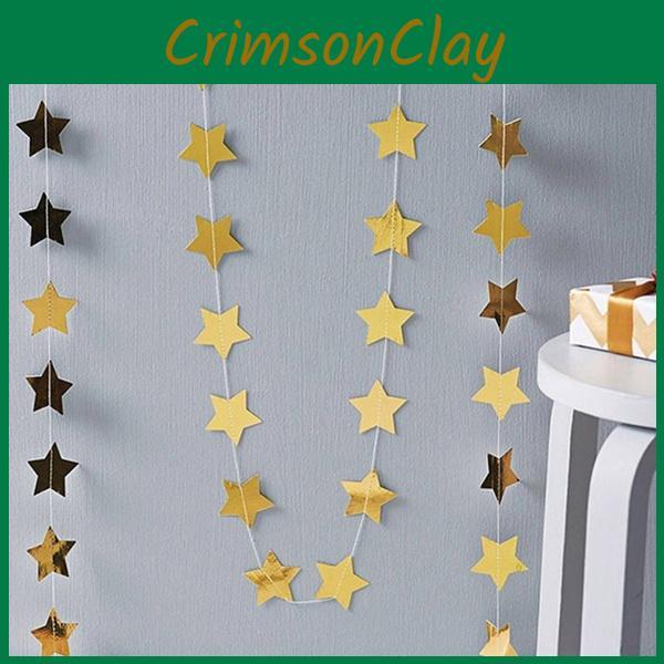 High-quality Star Paper Garland In Gold Silver And Blue For Festive Celebrations