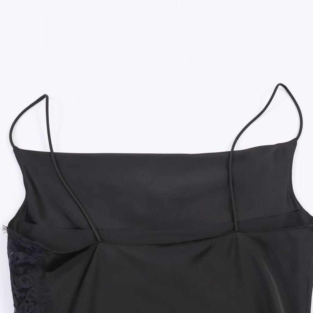 2025 European-Style Women's Silk Satin Lace Dress