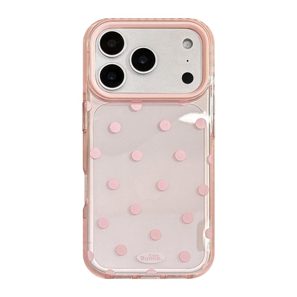 Solid Color Polka Dot IPhone17 Apple 16promax Mobile Phone Case Suitable for 14 Simple Japanese and Korean Style 13 Transparent 15 Soft Ke