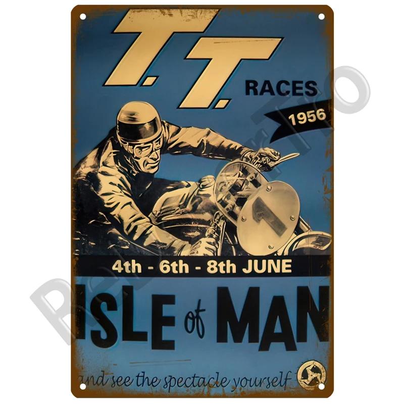 TT Races Vintage Wall Poster Vintage Retro Wall House Restaurant Decoration Plaque Metal Wall Decor Art Metal Sign Tin Sign ISLE