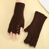 Vintage Winter Wool Gloves Half Finger Crochet Flower Mittens All-Match Fingerless Gloves  Winter