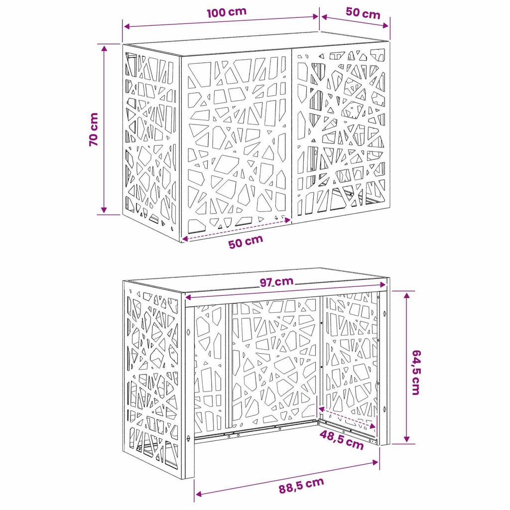 Air Conditioner Cover Rust Look 100 x 50 x 70 cm