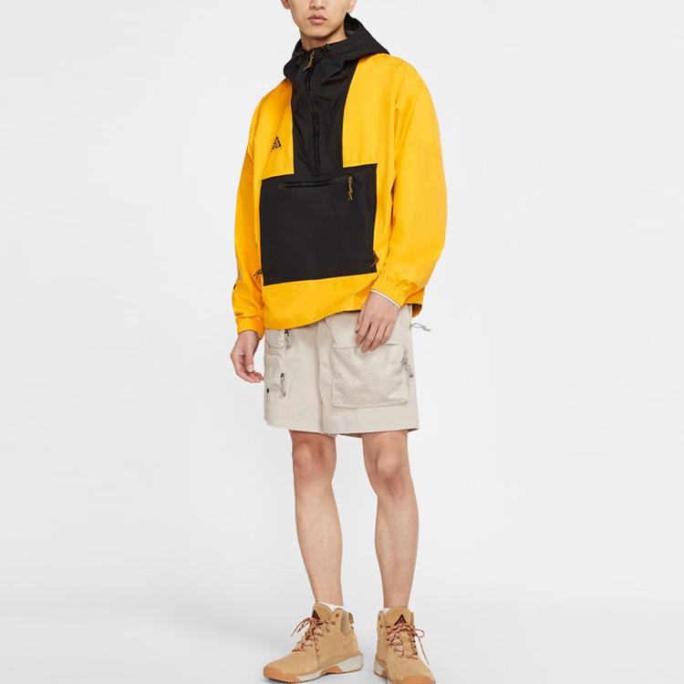 Nike Gore-Tex Paclite Logo Print Patchwork Hooded Jacket Men Jackets Yellow CK7234-739