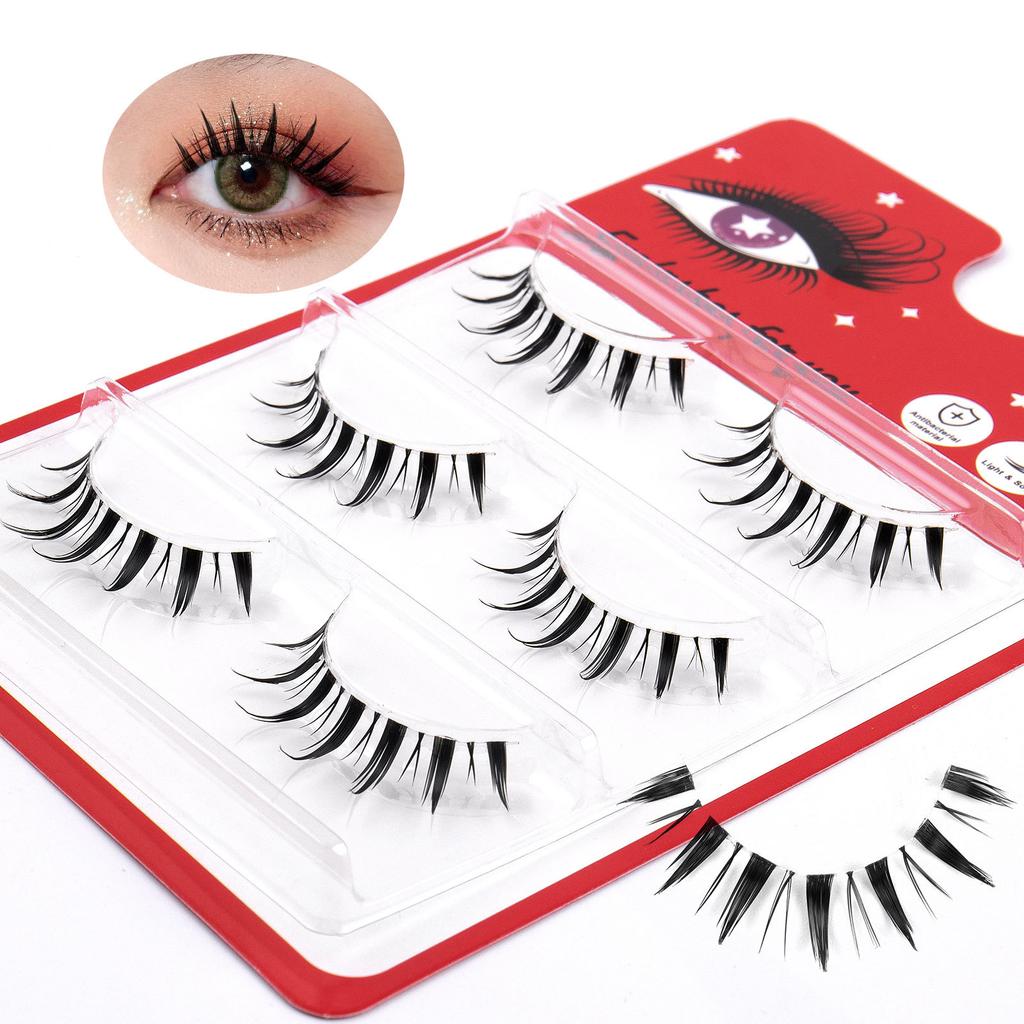 3 Pairs Of Transparent Stem Barbie Comic Eye False Eyelashes Simulation Curled Natural Fairy Lower Eyelashes Eyelashes