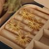 Sunflower European and American Metal Texture Punk Style Personality Exaggerated Stud Earrings Plated with 18K Real Gold Color Retention C-shaped 
