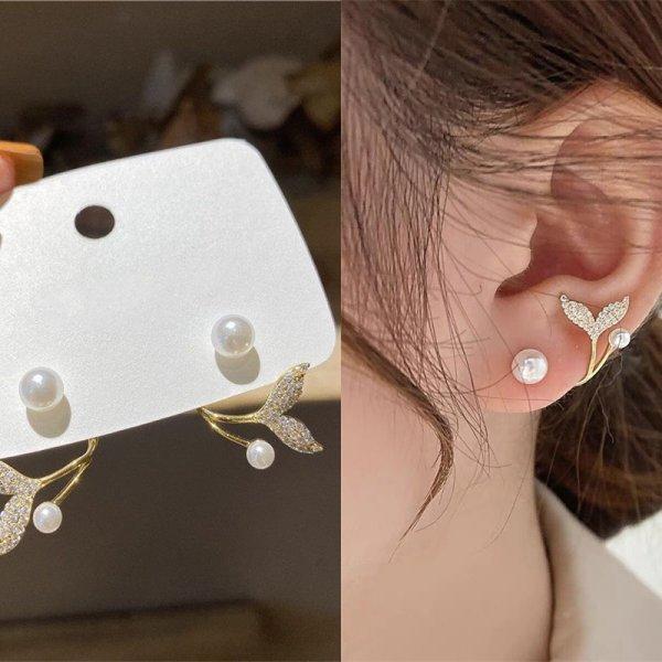Exquisite Leaves Crystal Flower Stud Earrings For Women AAA Zircon Rose Butterfly Tassel Earring Bride Wedding Party Zircon