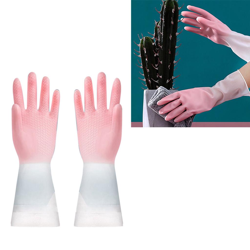 Küchenspülhandschuhe Wasserdicht Latex Multifunktionale Haushaltsreinigungshandschuhe Rosa S