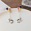 Cute Enamel Cat Balloon Stud Earrings for Women Korean Trendy Lovely Rabbit Flower Asymmetrical Tassel Earring Party Jewelry