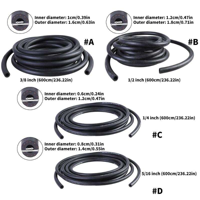 Flexible 20ft NBR Rubber Fuels Hose Motorcycle Fuels System Hose Simple Installs for Automotive & Industrial Application