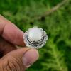 Round Rainbow Moonstone Stone Wedding Bezel Solitaire Ring Jewelry 925 Silver