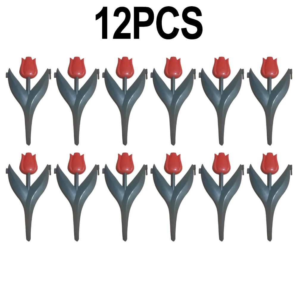 12pcs Plastic Fence Fence Garden Patio Tulip Multi Color Outdoor Hedge Fence Decorative Stakes Outdoor Garden Yard Decor