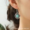 Vintage Earrings Silver Geometric Turquoise Drop Earrings Bohemian Dangle Jewelry for Women