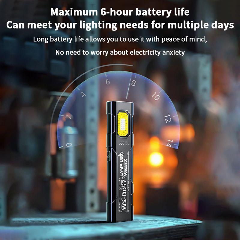 Compact Multi-Mode Pocket Led Flashlight, Usb-C Rechargeable, 800Mah, Long-Range Pocket Flashlight, For Camping Travel Emergency