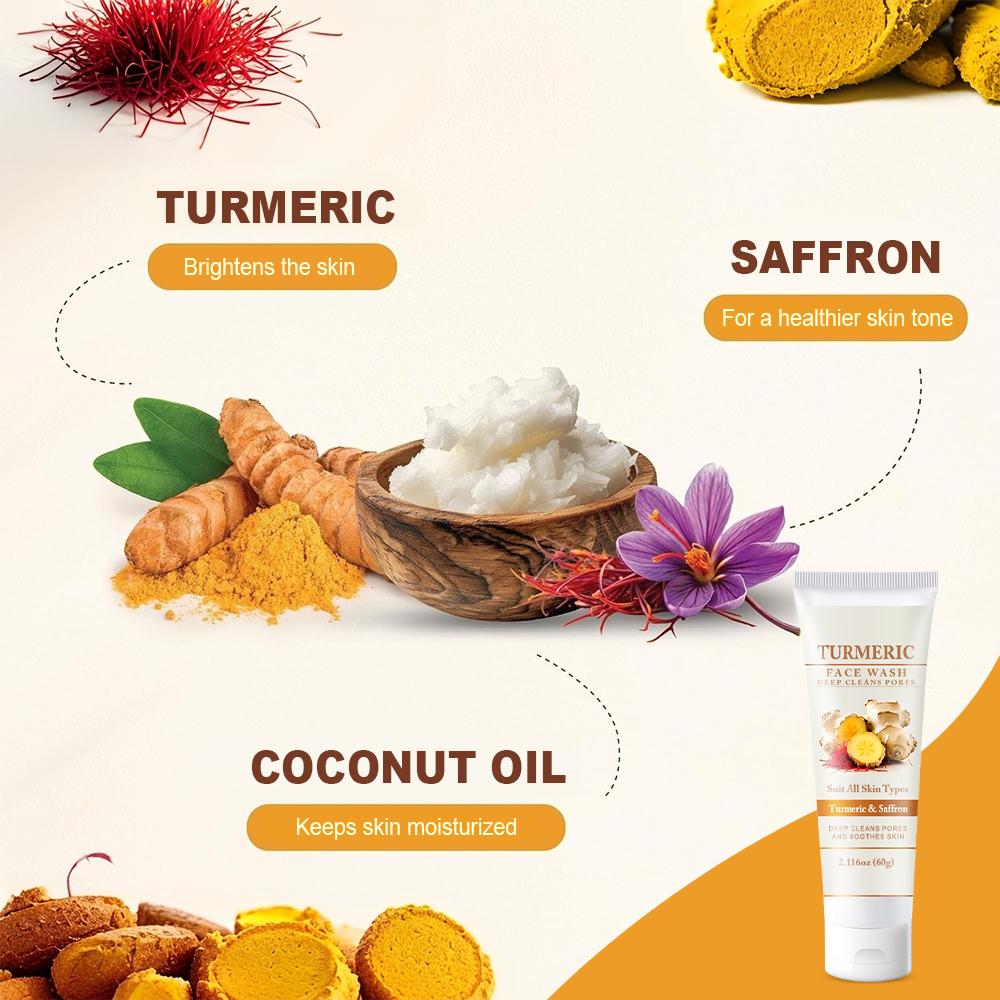 Turmeric Face Wash-Deeply Cleans Pores and Soothes skin-Moisturizing and Brightening Facial Skin-Suitable For All Skin Types