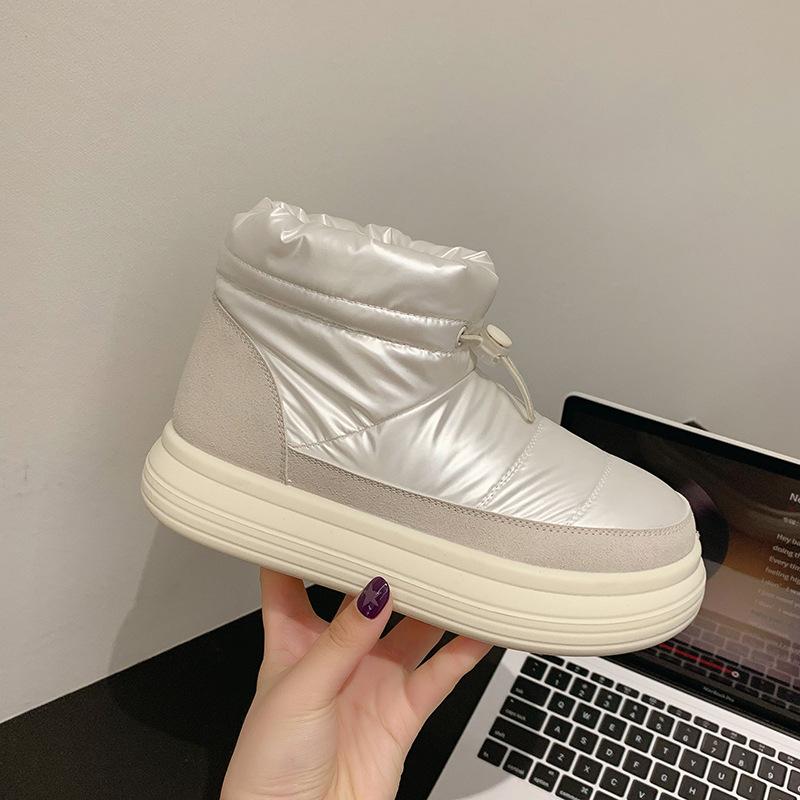 

Мода 2024 года, модная женская обувь, женские ботинки без застежек, горячая распродажа, повседневные ботинки с круглым носком, женские зимние ботинки больших размеров, сохраняющие тепло, зимние ботинки 42 белый