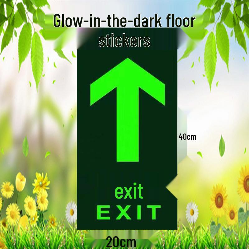 Safety Exit PVC Luminous Floor Sticker - Caution Slippery Steps & Fire Sign