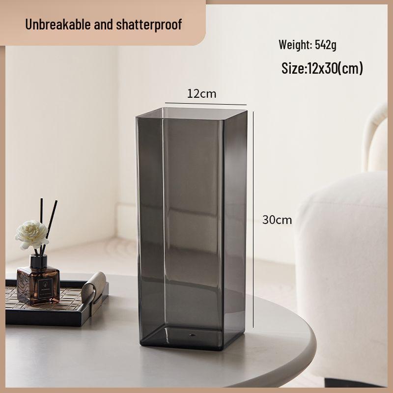 Transparent Acrylic Square Vase, Drop-Proof, for Flower Arrangements, Lucky Bamboo, and Elegant Decor in the Living Room