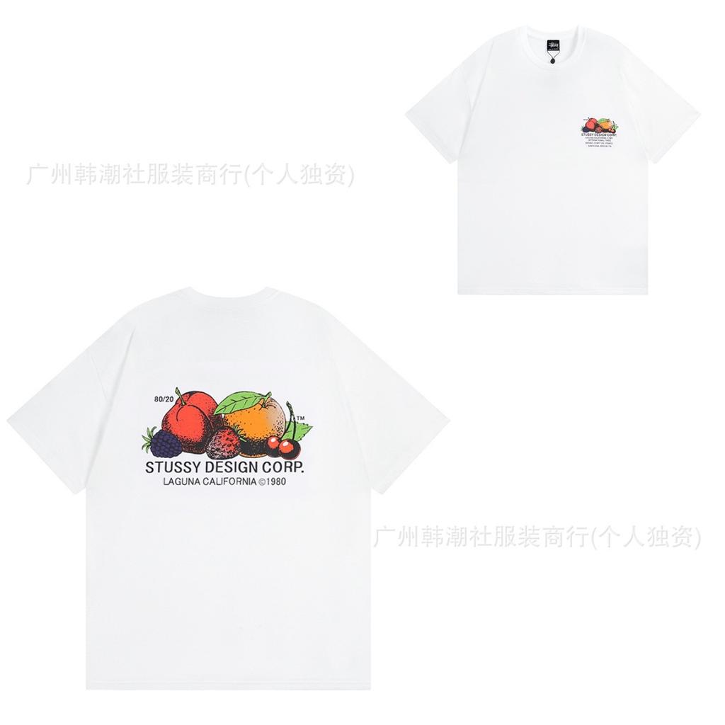 [2] American trendy brand short-sleeved t-shirt black and white collection printed short-sleeved t-shirt casual couple men and women of the same style