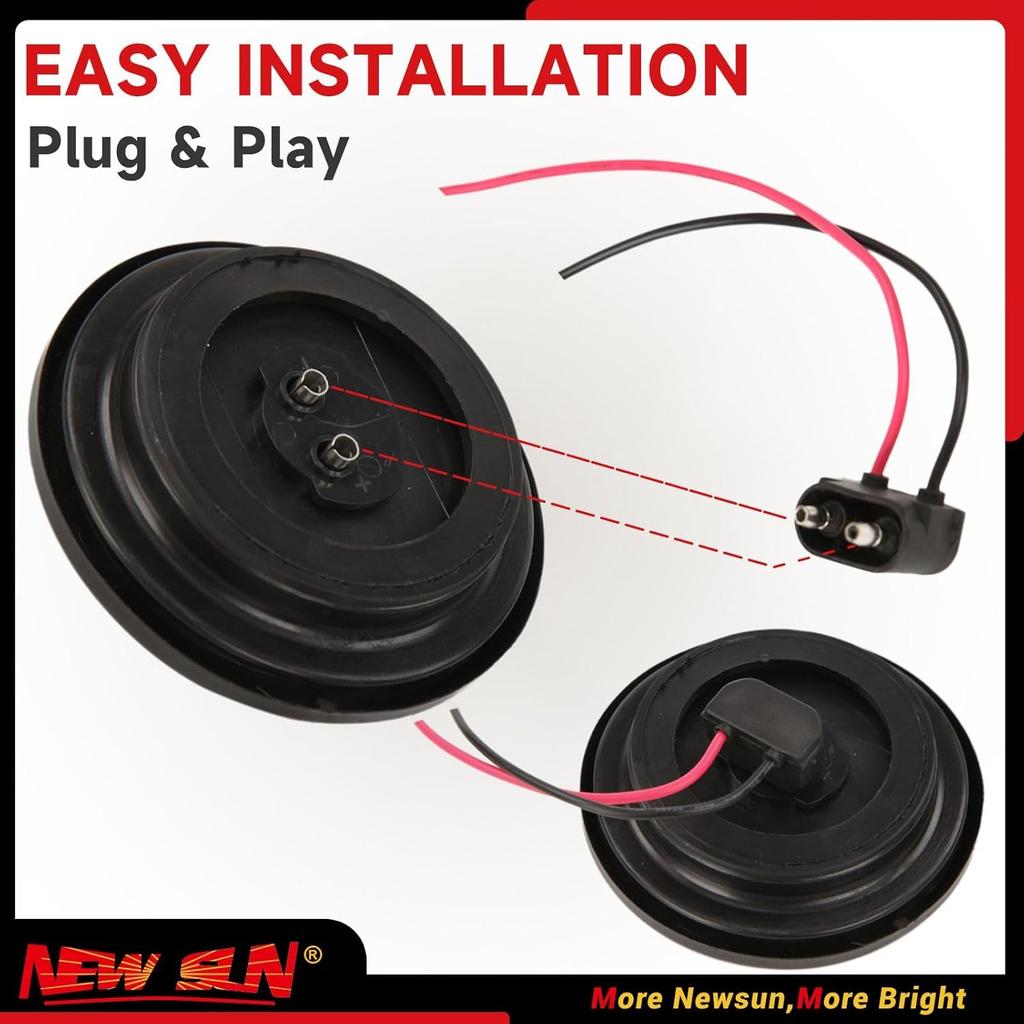 NEW SUN Premium 2.5" Round LED Trailer Lights, 13 Red LEDs Side Marker Lights, Clearance Lights Kits With Grommet & 2-Pin Plug - Universal For
