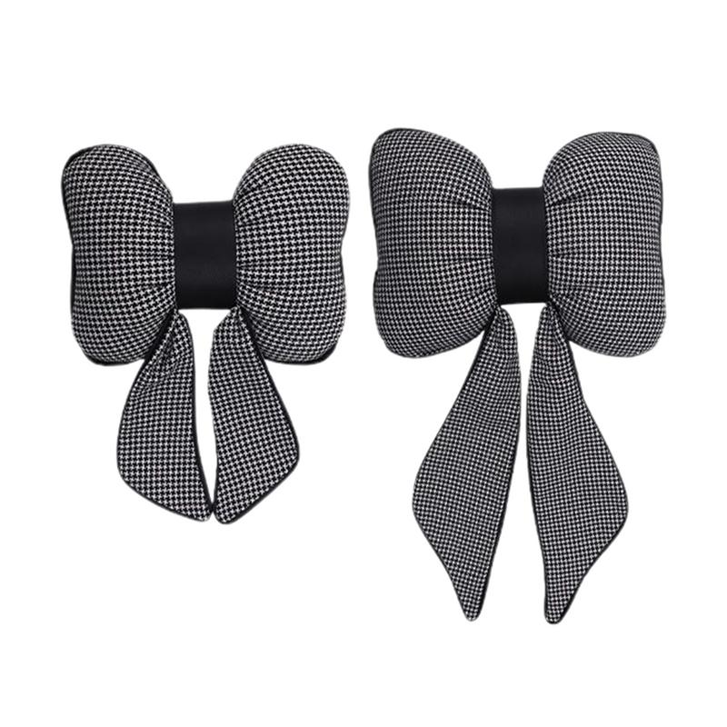 Bow Knot Shape Car Headrest Pillow Cotton Car Seat Headrest Neck Support Seat Pillows Rest Cushion Car Interior Seat Accessory