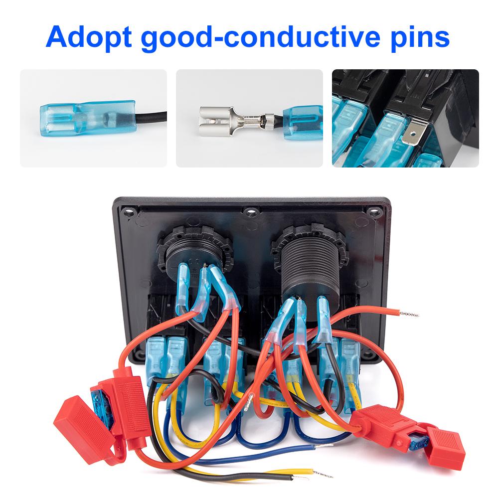 4 Gang Rocker Switch Panel LED With Digital Voltmeter Waterproof Switch For Car Marine Yacht Caravan Truck Marine Boat