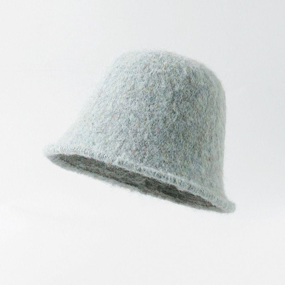 

Зимова вовняна шапка однотонна шапка-відро нова жіноча шапка-відро для дівчат синій