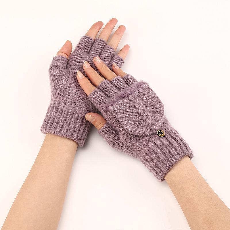 Knitted Fingerless Gloves Winter Thicken Warm Touch Screen Gloves for Men Women Gloves Warm Half Finger Student Gloves