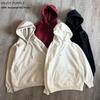 Autumn Retro Japanese Style Terry Cloth Fleece Hoodie - Heavyweight, Casual, Loose Fit, Solid Color.