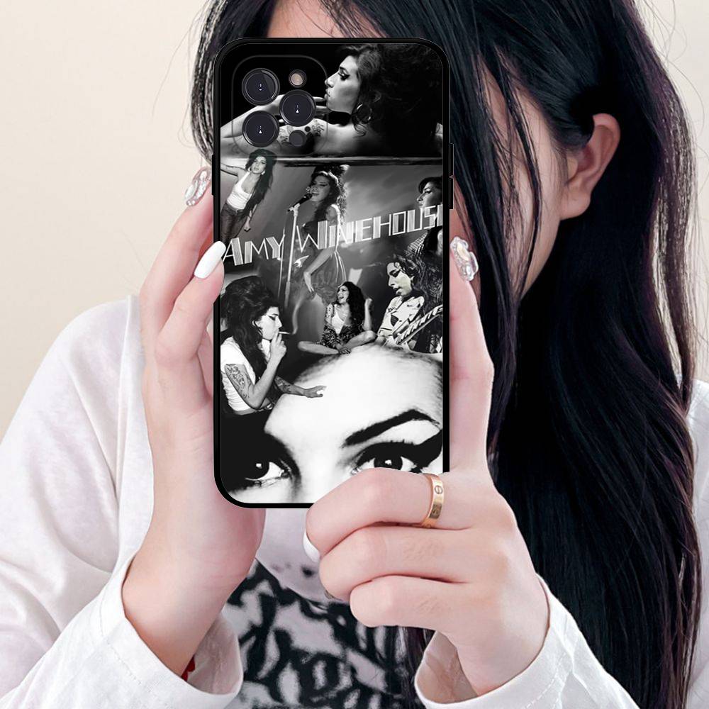Schöne Frau A-Amy W-Winehouse Handyhülle Für Iphone 16 15 17 13 14 12 11 Pro Max Plus Schwarze Hülle Cover Case