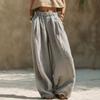 2026 Women's European American Spring/Autumn Casual Loose Pants with Pockets, Elastic Waist, Solid Color