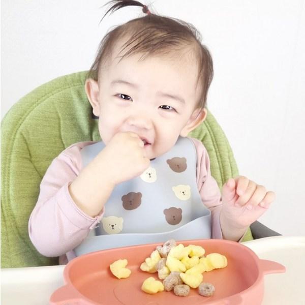 Lemayer Silicone Waterproof Bib, Blue Bear, 2 Pieces, 1 Piece