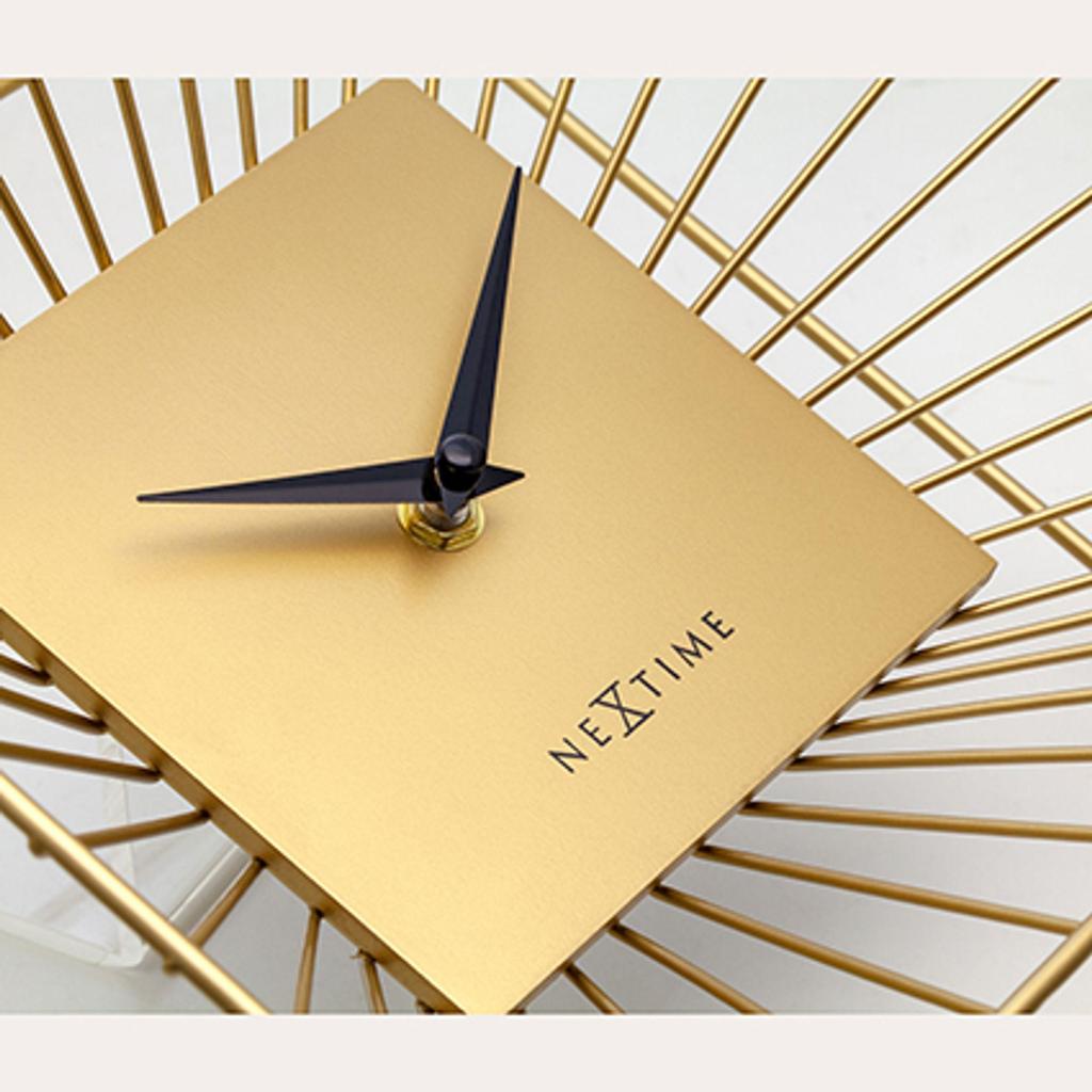 Nextime Vasco Metal Table or Wall Clock Gold - 25cm x 25cm x 12cm