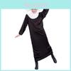 Black Elegant Adult Nun Costume With White Fitted Hood And Headpiece For Halloween