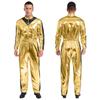 Combinaison de fête scintillante pour homme M-3XL: Body Brillant avec Bloc de Couleurs & Taille Élastique, Manches Longues Mode pour Club & Événements