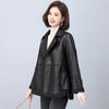 Leather Women's Plus Velvet Autumn and Winter Fur One Haining Plus Velvet Thickened Two-sided Loose Leather Jacket Western Style Jacket