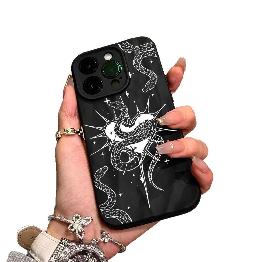 Capa de celular Tide branco frio cobra iPhone17promax é adequada para Apple 16promax pregas 14 fosco 15 conjuntos
