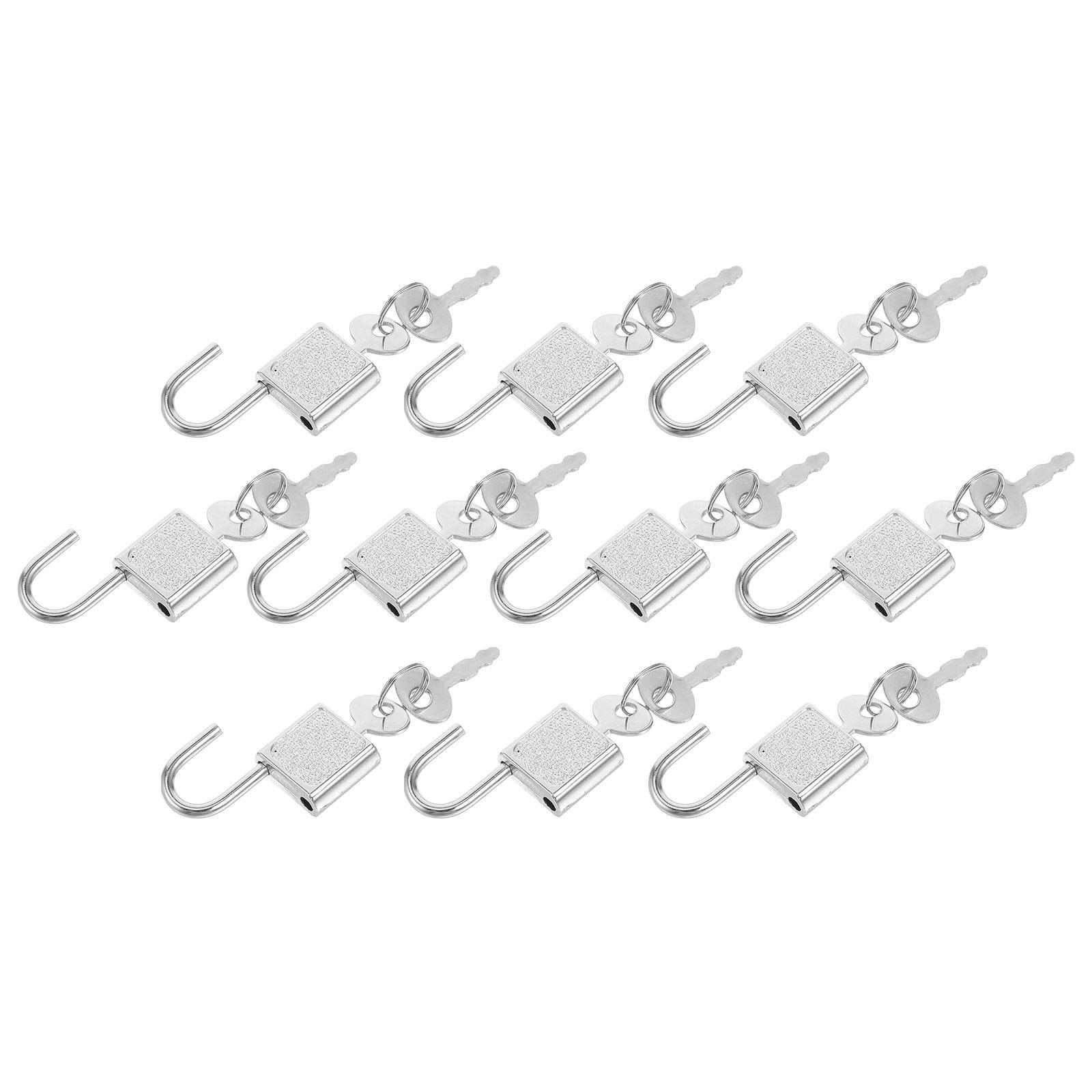 

10Pcs Small Zinc Alloy Padlocks Mini Square Lock for Diary Luggage Locker Bag Jewelry Box Silver Lock Key Padlock China Mainland