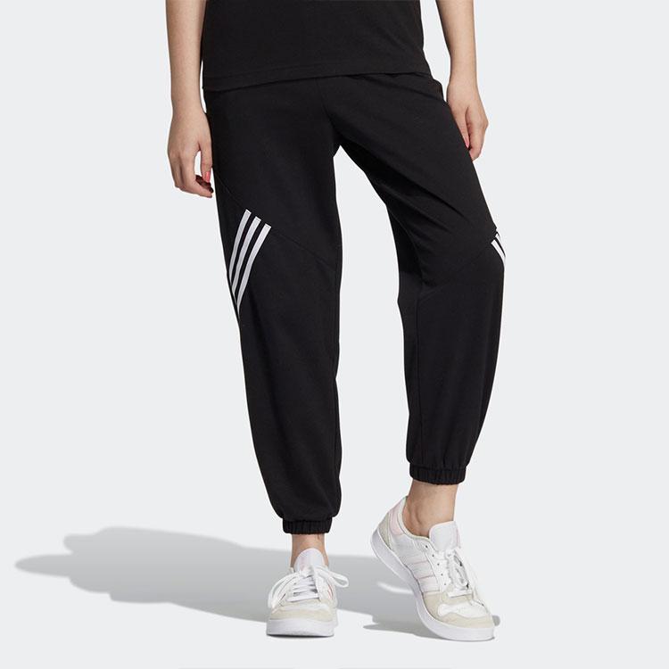 adidas Neo Solid Stripe Casual Tapered Knit Sports Pants Women Bottoms Black HN2388