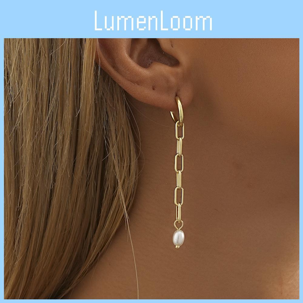 Geometric Unique Gold Plated Copper Earrings With Pearl Jewelry Trendy