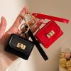 Mini Small Bag Keychain Pu Leather Portable Rope Change Bag Accessories Pendant Mobile Phone Bag Jewelry Pendant Gift