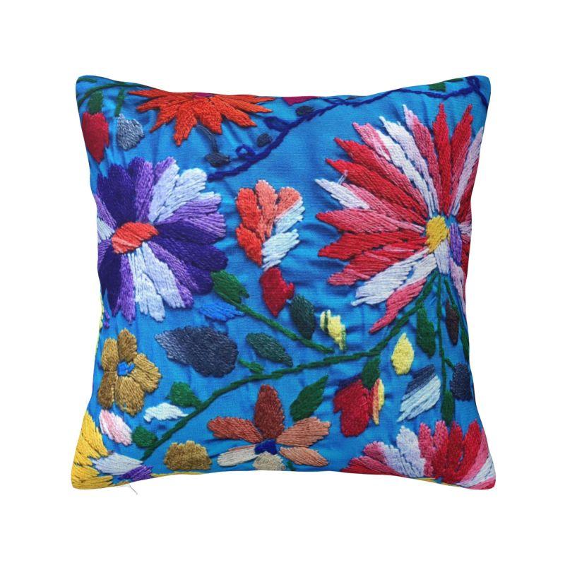 Custom Fashion Mexican Otomi Birds Texture Pillow Case 40x40cm Sofa Folk Floral Art Luxury Cushion Cover Car Pillowcase