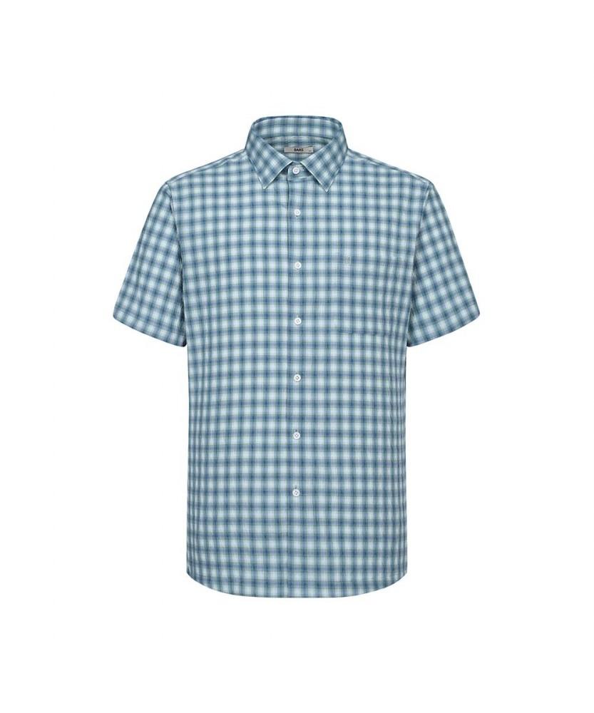 Dagseusyeocheu Linen Blend Easy Care Small Check Stretch Short Sleeve Shirt_Dls1Shcs104E1