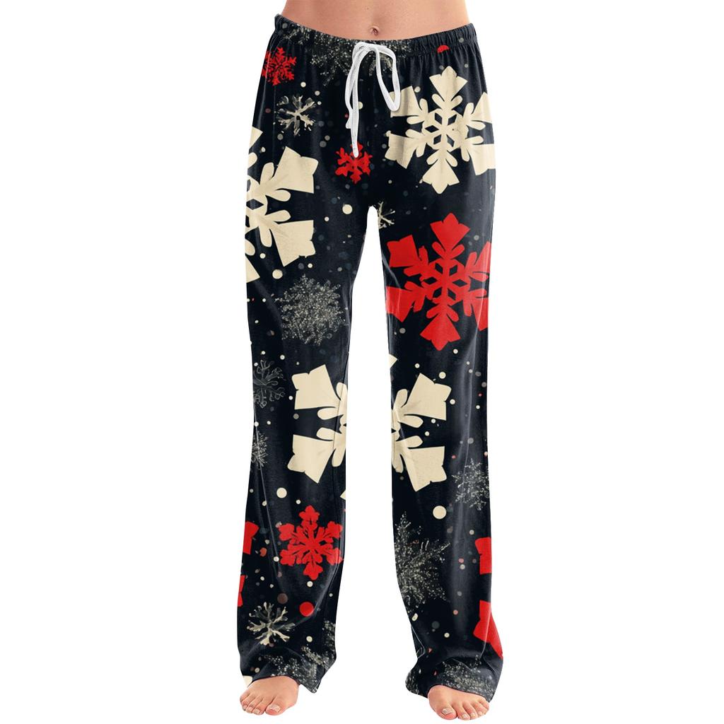 Pantaloni casual de Crăciun pentru femei, fără buzunare, pentru relaxare în vacanță și purtare zilnică