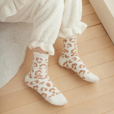 1 Pair Women Winter Thick Coral Fleece Socks Anti-slip Mid-tube Warm Soft Elastic Floor Socks