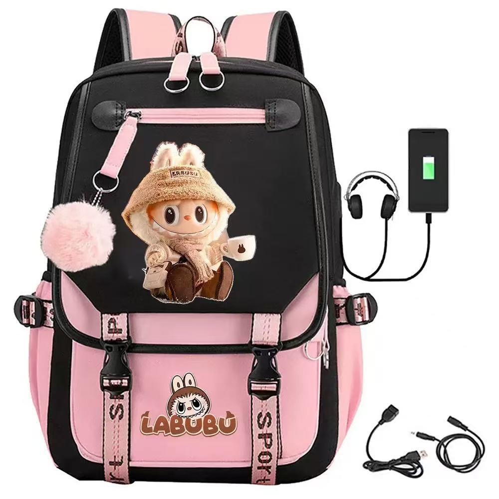 Cartoon Labubu Printed Backpack Travel Bag Computer Bag Student Men's and Women's Casual Backpack Schoolbag New