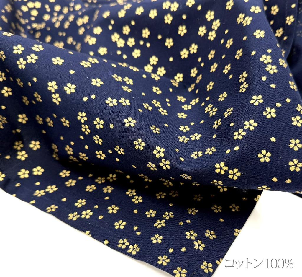 Gold Cherry Blossom Furoshiki Cherry Blossom Gold Three Made in Japanese Navy Matthew's (Wrapping Cloth), 100cm, Pattern, Print, Widths, 100% Cotton,