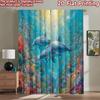 2D Flat Printing 2pcs Curtain Dolphins Coral Reef Ocean Digital Printed Polyester Drapes Festive Holiday Perfect for Photo