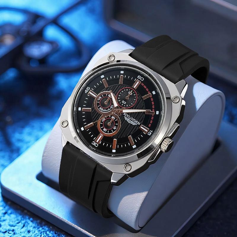 Herren-Sportuhr Lederarmband Uhr Quarz-Armbanduhr