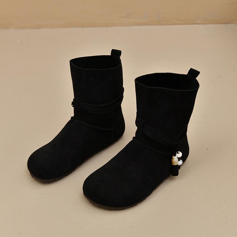 Retro British flat short boots women's 2025 new autumn high-end Martin boots women's skirt slim boots